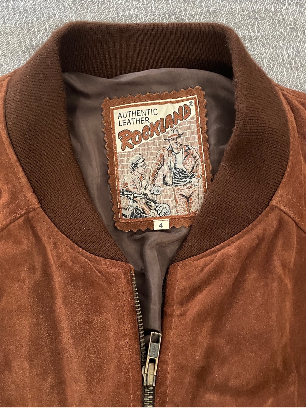 VTG 70’s Retro Rockland Leather Bomber Suede Brown - Large - Picture 3 of 9